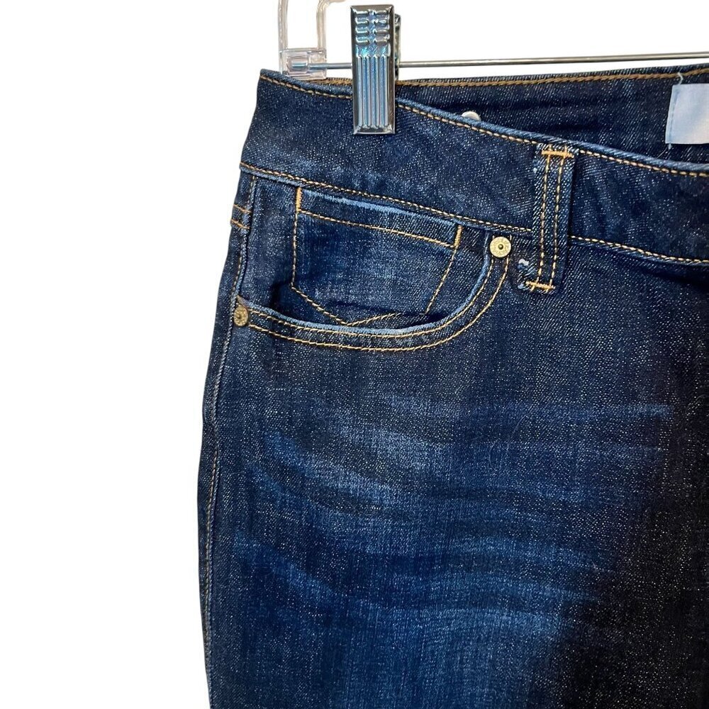 Cabi Womens Dark Wash Denim Jeans Size 10 Medium With Cuffed Hem - Picture 6 of 8